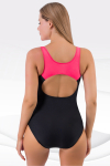 Купальник спортивный, цвет - черно-малиновый_0